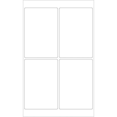 LL260WR.jpg A blank sheet of paper with four evenly spaced labels outlined in light gray, MH-USA 4 x 6 Weather-Resistant Laser Labels (4/Sheet), arranged in a grid of two columns and two rows.