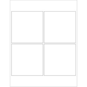 A blank four-panel comic strip with two panels on top and two below, set against a white background. Perfect for customizing with MH-USA Weather-Resistant Laser Labels, 4 x 4 (4/Sheet), making your designs durable and visually appealing.