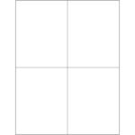 A blank white grid with four squares in a 2x2 layout, similar to MH-USAs 4 1/4 x 5 1/2 White Removable Rectangle Laser Labels (4/Sheet), with thin gray lines dividing it into precise quadrants.