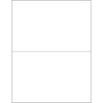 A blank, white template mirrors MH-USAs 8.5 x 5.5 white removable rectangle laser labels (2 per sheet), with a horizontal divider that splits it into two equal parts.