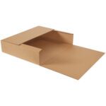 The 28 x 24 x 6 Kraft Jumbo Mailers (20/Bundle) is open flat on a white background, with the top flap lifted to show its plain interior, featuring clean lines and a minimalist design.