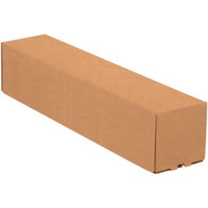 A 3 x 3 x 25 Kraft Square Mailing Tube stands on a white background. The plain brown, rectangular cardboard box has no markings or labels, making it simple and versatile for your mailing needs.