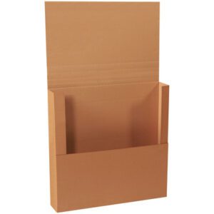 The 36 x 36 x 6 Kraft Jumbo Mailers, resembling a brown cardboard folder, features an expandable section. It stands open to reveal its document capacity with an upright top flap and handy bottom pocket for superb organization.