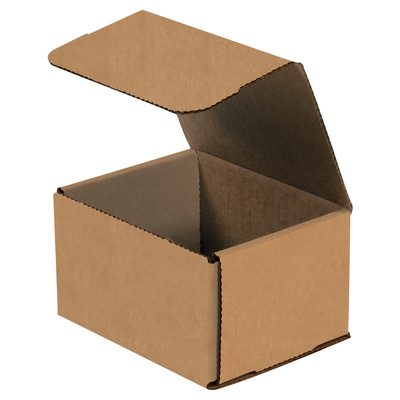M543K.jpg The 5 x 4 x 3 Kraft Corrugated Mailers (50/Bundle), shown with its plain brown lid partially open against a white backdrop, offer a sturdy and simple packaging solution.