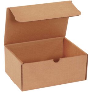 An open brown 9 x 6 1/4 x 4 kraft literature mailer box reveals an empty interior. Simple and perfect for packaging or storage needs, it comes conveniently bundled in sets of 50.