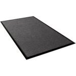 A rectangular Medium Gray Waterhog™ Mat, textured and black-bordered, is shown at an angle on a plain white background.