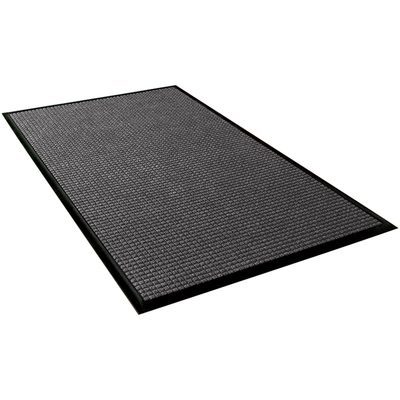 MAT175MG.jpg A black, rectangular anti-fatigue mat with a textured surface and beveled edges enhances comfort and complements the 4 x 20 Medium Gray Waterhog™ Runner, adding style and durability to any space.