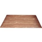 The MH-USA 2 x 3 Walnut Marble Anti-Fatigue Mat boasts a brown marbled pattern with a smooth surface that imitates natural stone, complemented by slightly rounded edges for an elegant finish.