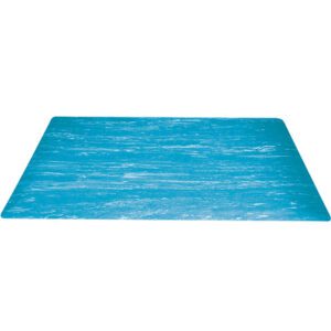 The MH-USA 3 x 15 Blue Marble Anti-Fatigue Mat showcases a turquoise marbled texture with a smooth, gently shimmering surface and meticulously finished edges for enhanced durability and style.