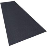 A durable, long, dark gray MH-USA 2 x 8 Black Premium Anti-Fatigue Mat is shown on a plain white backdrop. Perfect for high-traffic areas, the mats textured surface extends away from the viewer.