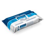 Packaging of TenderProtect premoistened adult washcloths. The blue and white design highlights that each pack contains 50 disposable washcloths. The pack features a prominent logo and product information.