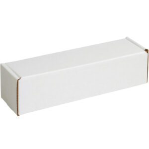 A sleek MH-USA 10 x 4 x 4 White Deluxe Literature Mailer with folded flaps rests on a plain background, exuding sophistication in every bundle of 50.