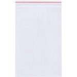 The 5 x 7 - 2 Mil Minigrip® Reclosable Poly Bags (1000/Case) feature a red zipper strip near the top and are displayed against a plain white background.