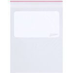 The 3 x 4 - 2 Mil Minigrip® White Block Reclosable Poly Bags feature a red seal, a large white label area on the upper half for writing, and come in cases of 1000.