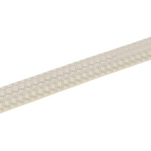 The Vestil Anti-Slip Rubber Cable Guard Beige is a long, flat track with a textured surface featuring small raised diamond patterns for enhanced grip. It is beige plastic with curved edges and displayed against a plain white background.