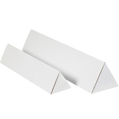 MTM236.jpg Two differently sized white triangular prisms are placed side by side on a plain background, highlighting their geometric shape and smooth surfaces, reminiscent of MH-USA 2 x 36 1/4 White Triangle Mailing Tubes.