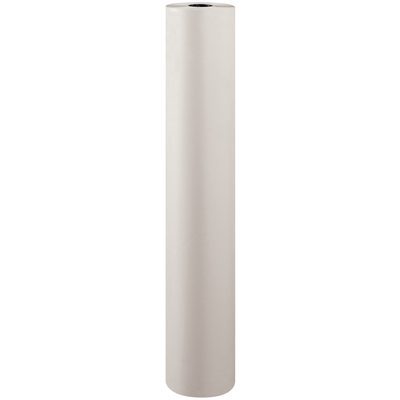 NP4890.jpg A vertical roll of white paper stands upright on a plain background, exemplifying the MH-USA 48 - Newsprint Rolls. This cylinder looks full, showcasing an approximate length of 1440 feet without any text or branding.
