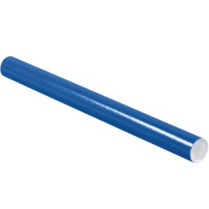 A shiny blue MH-USA 2 x 24 tube with a white interior and caps is positioned horizontally against a white background.