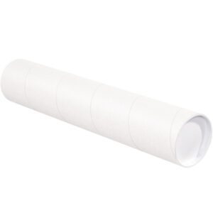 A MH-USA 4 x 30 white cardboard tube with a smooth surface and cap on one end is set diagonally against a plain background, providing precision in storage as part of a convenient 15-case set.