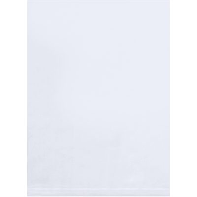 PB1238.jpg An empty, transparent MH-USA 14 x 36 - 4 Mil Flat Poly Bag (250/Case) rests flat on a white background, showcasing its clear design with a subtle border that emphasizes practicality and simplicity.