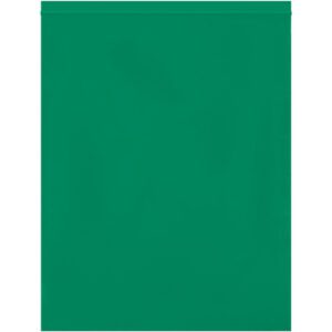 The MH-USA 12 x 15 - 2 Mil Green Reclosable Poly Bags (1000/Case) feature a solid green, subtly glossy finish with a top zipper-like closure for versatile storage.