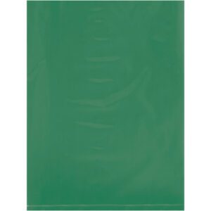 The MH-USA 9 x 12 - 2 Mil Green Flat Poly Bags (1000/Case) have a smooth surface on each green plastic sheet.