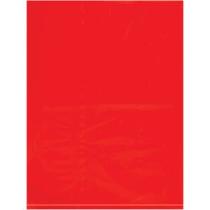 A vibrant red rectangular sheet with a smooth, glossy texture resembling MH-USA 9 x 12 - 2 Mil Red Flat Poly Bags (1000/Case), reflecting light uniformly.