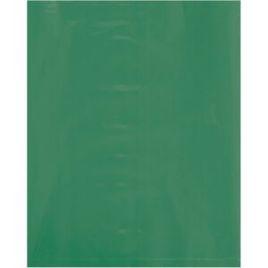 A glossy surface adorns the plain green exterior, similar to the sleek MH-USA 12 x 15 - 2 Mil Green Flat Poly Bags (1000/Case).