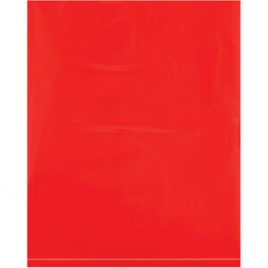 A solid, glossy red rectangle, akin to the vibrant hue of MH-USA 12 x 15 - 2 Mil Red Flat Poly Bags (1000/Case), with no patterns or features, presents a uniform bright red color across its surface.