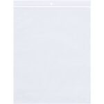 The MH-USA 6 x 10 - 2 Mil Reclosable Poly Bags with Hang Hole, displayed on a white background, highlight their clear design and strong white zip closure. These empty airtight bags are ideal for storage and organization, available in cases of 1000.