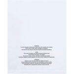 The MH-USA 8 x 10 - 2 Mil Flat Suffocation Warning Poly Bags (1000/Case) are made of clear plastic and include warnings in various languages to keep the film away from babies and children to avoid suffocation hazards.