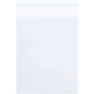 The MH-USA 7 x 10 - 1.5 Mil resealable polypropylene bag, featuring a plain, transparent design with a white sealing strip at the top, is empty and displayed against a white background. (1000/Case).