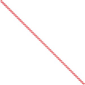 A long, thin diagonal line of red and white stripes on a white background resembles MH-USA 12 x 5/32 Red Candy Stripe Paper Twist Ties.