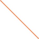 An image features a thin orange diagonal line, resembling an MH-USA 4 x 5/32 orange paper twist tie (2000/case), elegantly crossing from top left to bottom right on a pristine white background.