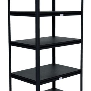 The black Vestil Powder Coated Boltless Shelf 36X24X72 is a sleek five-tier unit featuring an open frame and evenly spaced shelves, providing sturdy and ample storage space for efficient organization.