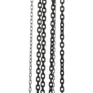 The Vestil Professional Chain Hoist 10K 15 Ft boasts a sturdy orange design with durable metal chains and strong hooks for efficient heavy lifting.