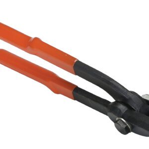 A pair of black metal bolt cutters with orange rubber grips, ideal for precision tasks, matches the efficiency, reliability, and ease of use of the Vestil Steel Strapping Cutter 0.375 to 1 In.