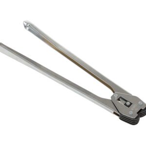 A pair of silver bolt cutters with long handles sits against a white background. The metal jaws and mechanism reflect the precision of the Vestil Poly Strap Sealer .625 Straping 19.5, designed for seamless strapping solutions.