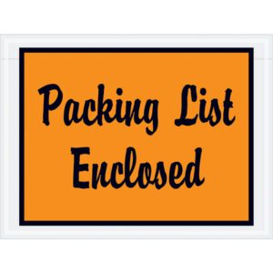 MH-USAs 4 1/2 x 6 orange envelopes, labeled Packing List Enclosed, provide secure document display. Available in cases of 1000, these envelopes ensure safe transport and organization.