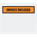 The MH-USA 4 1/2 x 5 1/2 envelopes with a clear window and bold Invoice Enclosed orange label are available in cases of 1000.
