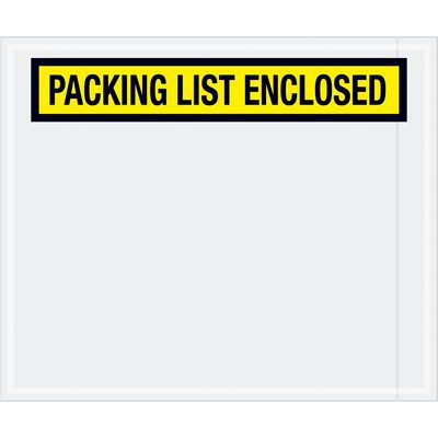 PL433.jpg The MH-USA 10 X 12 envelopes have a transparent design with a yellow label saying PACKING LIST ENCLOSED in black. Ideal for organizing, they come in a case of 500.