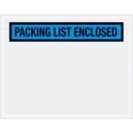 The MH-USA 7 x 5 1/2 envelopes, featuring a blue Packing List Enclosed label in bold black letters, are perfectly transparent for package attachment. They are available in a convenient case of 1000.