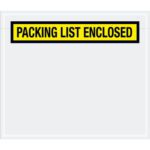 A white envelope with a yellow label that says PACKING LIST ENCLOSED in black text at the top, part of the MH-USA 7 x 6 Yellow Packing List Enclosed Envelopes (1000/Case) collection.