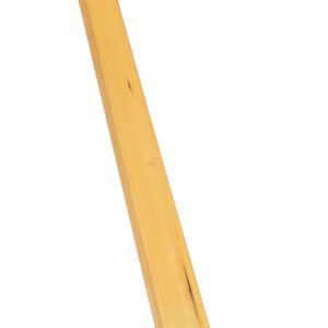 The Vestil Wood Prylever Bar 4250 Lb Capacity 6 Ft pairs a long wooden beam with two red wheels on a sturdy silver metal base, forming an efficient lever or dolly system.