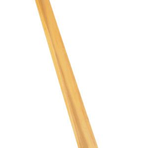 The Vestil Wood Prylever Bar, with a 4250 lb capacity and 7 ft length, has a wooden structure, metal end plate, and small red wheels. It leans slightly to the right.