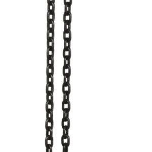 The Vestil Professional Lever Hoist 10 Ft Lift 2K has a bright orange design, black handle, and dual chains. It features a strong hook at both ends and offers efficient heavy load handling, ideal for demanding tasks!.