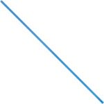 A diagonal blue straw on a white background mirrors the sleek design and utility of MH-USA 9 x 5/32 Blue Plastic Twist Ties (2000/Case).