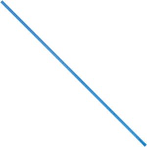 A diagonal blue straw on a white background mirrors the sleek design and utility of MH-USA 9 x 5/32 Blue Plastic Twist Ties (2000/Case).