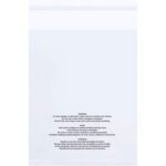 The MH-USA 14 x 20 - 1.5 Mil Poly Bags, available in a 100 pack, include resealable vent holes and multilingual suffocation warnings advising to keep them away from babies and children.