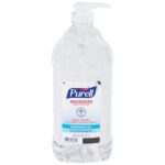 The PURELL® Hand Sanitizer - 68 oz. (4/Case) features a convenient pump top, promises to kill 99.99% of most germs, and provides a refreshing gel experience in its large bottle.